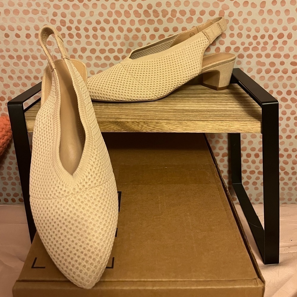 Ermonn Women's Slingback Chunky Heels— NWOT